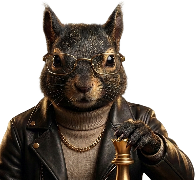 VentureLabs mascot — a squirrel at a chessboard